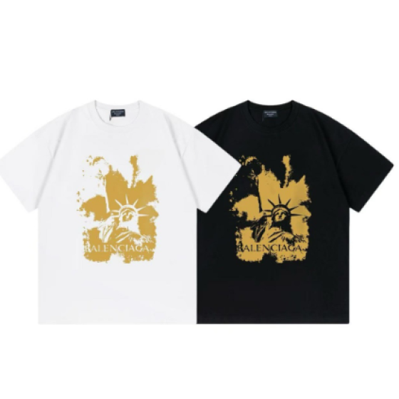 v2025 Balenciaga Statue of Liberty Print Short-Sleeve T-Shirt